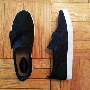 Earth Black Faux Knotted Suede Slip-ons New in Box
